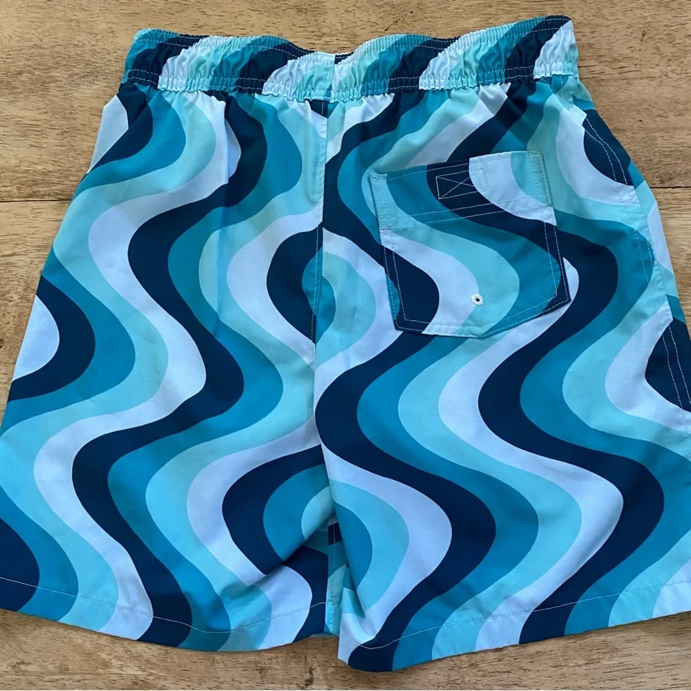 Abercrombie‎ Kids Boys’ Sz 13/14 Blue Wave Graphic Swim Trunks